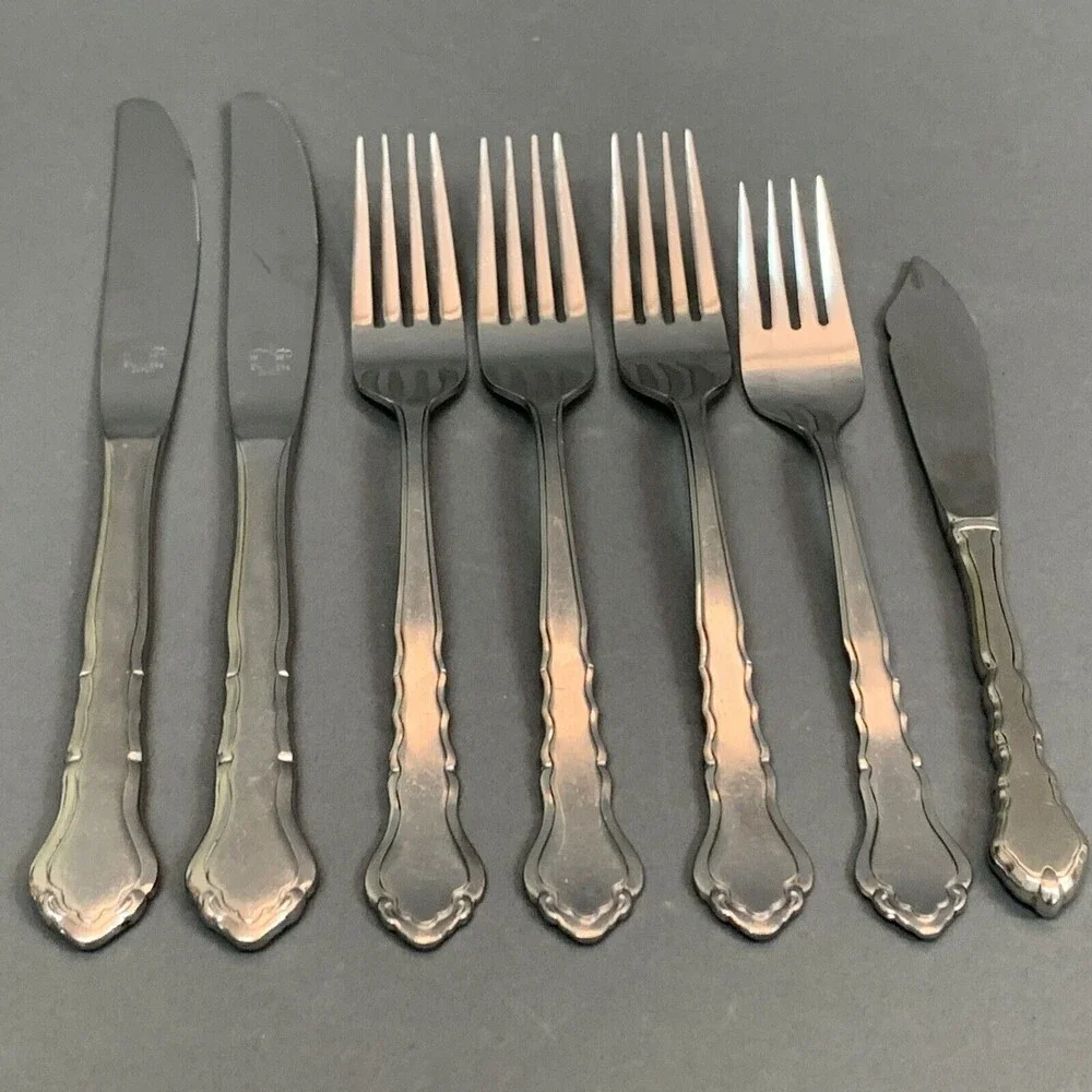Ginkgo Caprice Stainless Steel Knives Forks Lot of 7 Japan